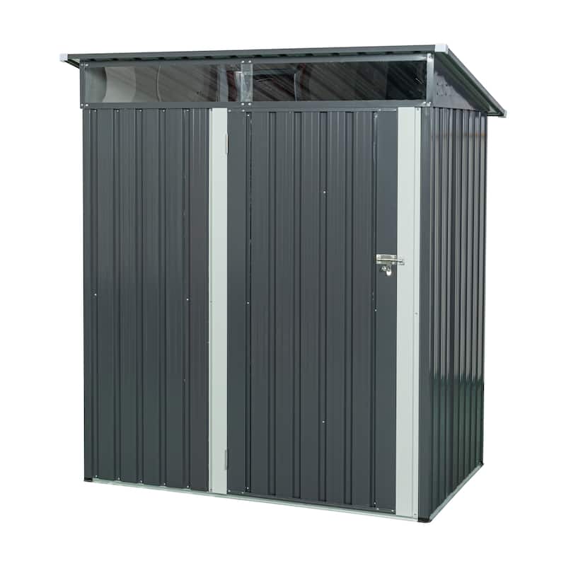 5ft x 3ft Outdoor Metal Storage Shed Transparent Plate - Grey