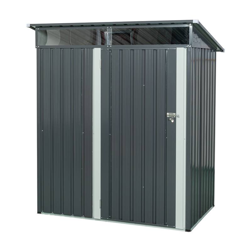 GDF Studio - Polanco Outdoor Metal Storage Shed with Transparent Roof Panel and Galvanized Steel Design