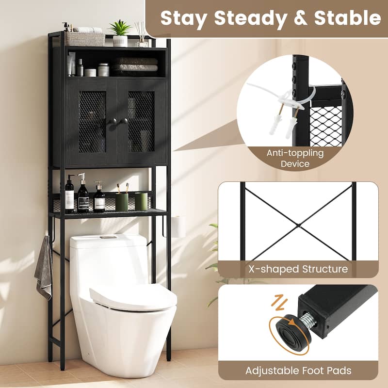 Gymax Over The Toilet Cabinet Bathroom Toilet Storage Organizer w/