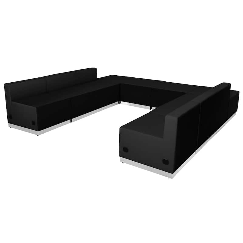 8 PC LeatherSoft Modular Reception Configuration w/Taut Back &Seat - Black