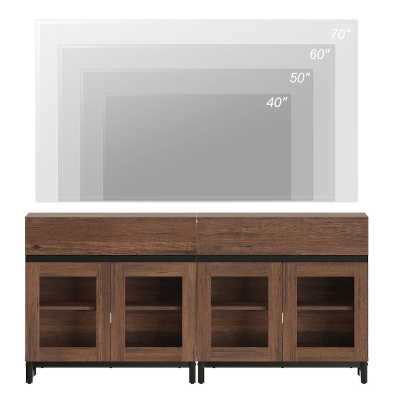 WAMPAT Multifunctional Sideboard Buffet Cabinets with 6 Glass Doors and Drawers, Modern Sideboard, Coffee Bar Storage Cabinet