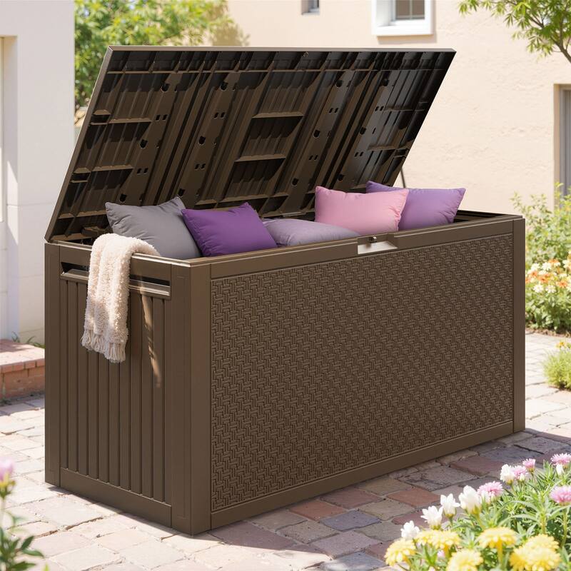 90 Gal Fall-Inspired Corn Maze Look Resin Deck Box Outdoor Storage Box