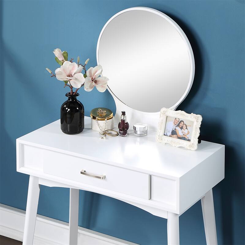 Contemporary Wood Vanity and Stool Set