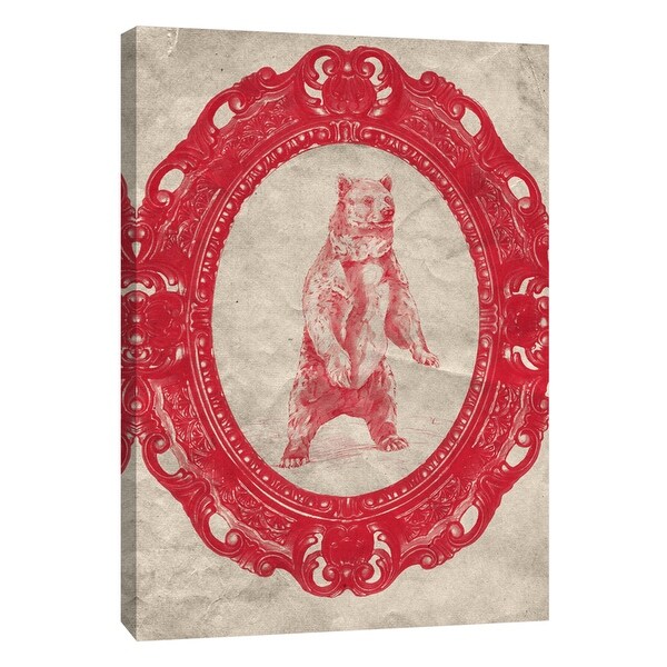 PTM Images 9-108957 PTM Canvas Collection 10" x 8" - "Framed Grizzly Bear in Crimson" Giclee Bears Art Print on Canvas