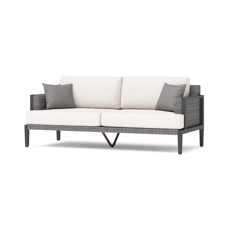 Vistano 7 Piece Sunbrella Outdoor Patio Motion Fire Seating Set - Gray