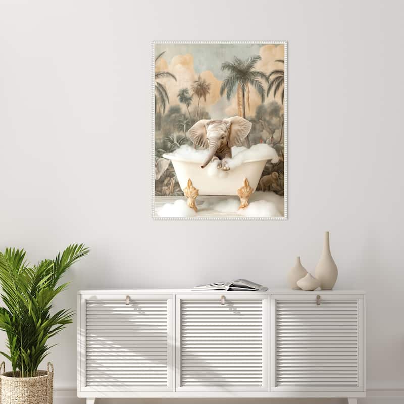 Elephant Bubble Delight by Niky Rahner Framed Canvas Wall Art