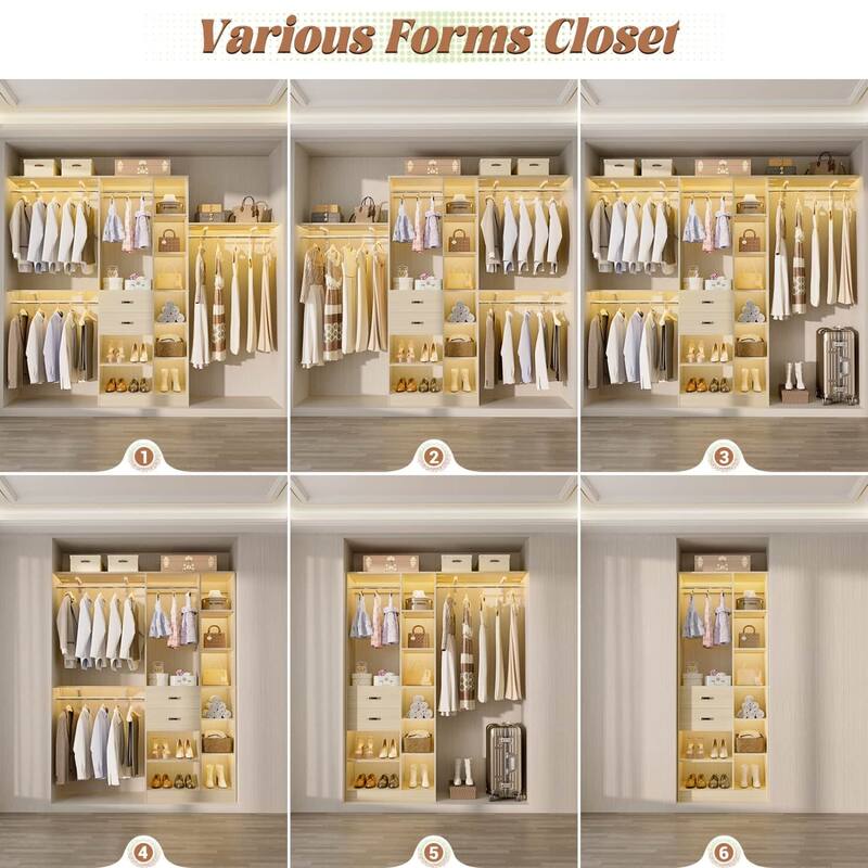 31.5'' to 96'' W Closet Organizer System with Drawers and Tower Shelves for Reach-in and Walk-in Closet