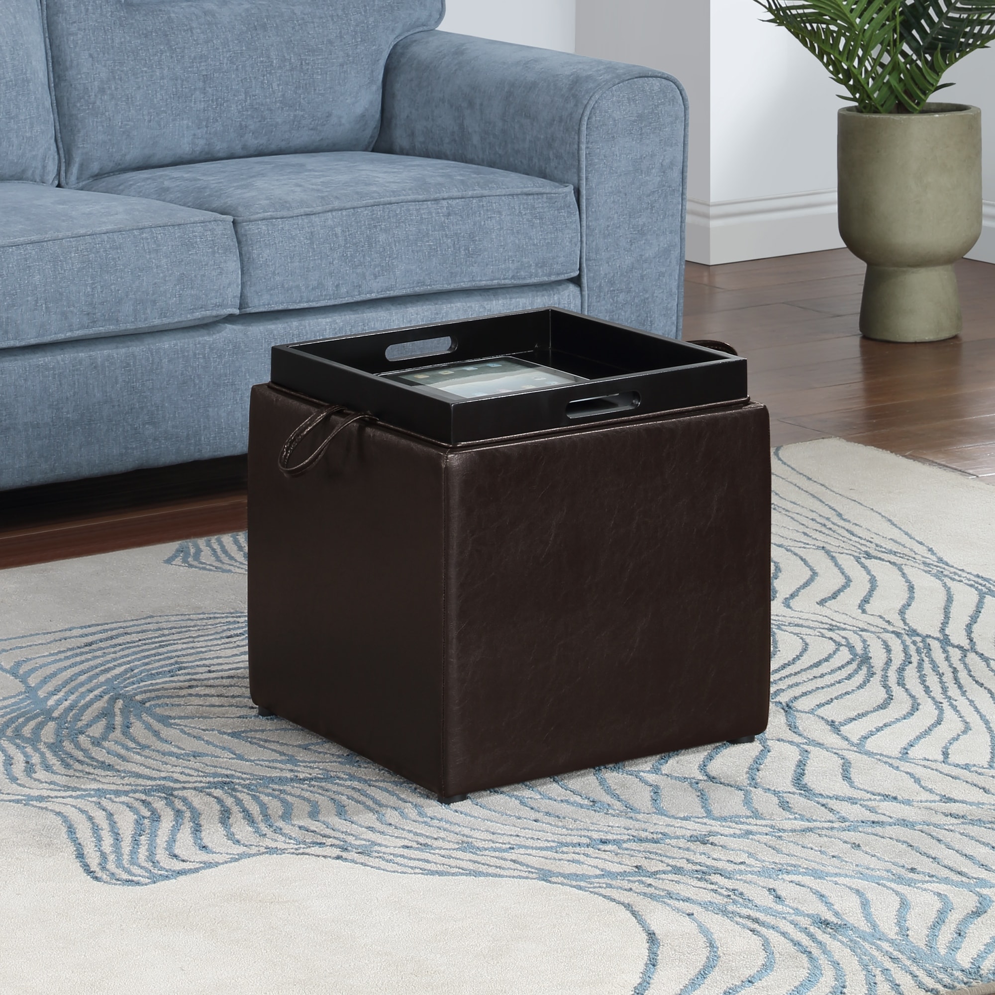 Porch den Logan Single Ottoman with Stool White PU