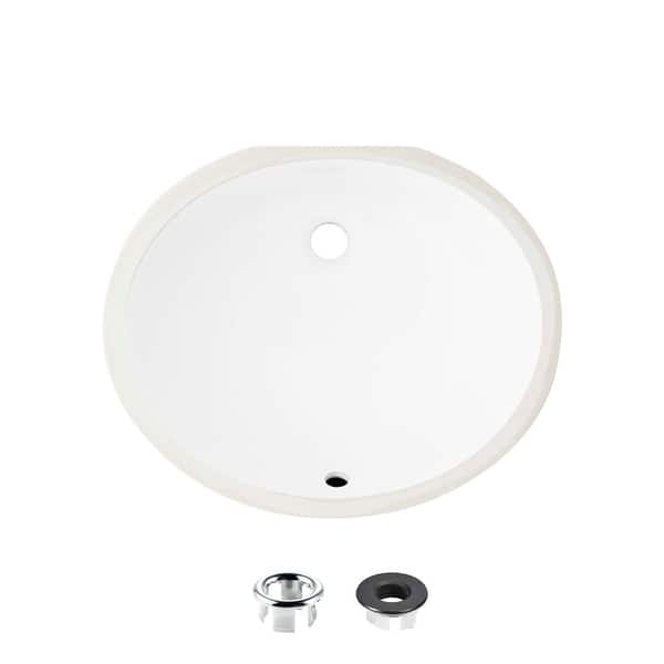slide 2 of 12, STYLISH Porcelain Oval 19.5 inches Undermount Ceramic Bathroom Sink with Overflow