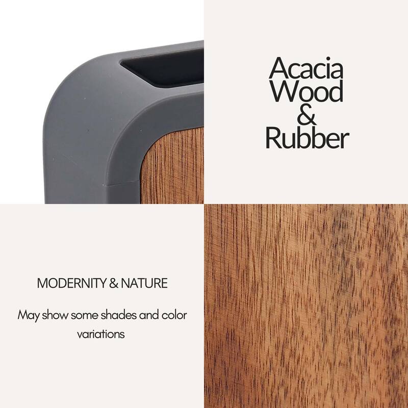 Modern Toothbrush Holder Rubber and Wood - 4.3 L x 2 W x 4.4 H