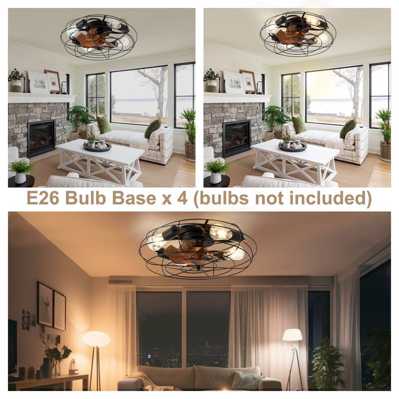 Bella Depot 20" Indoor Flush Mount Ceiling Fan with Light and Remote