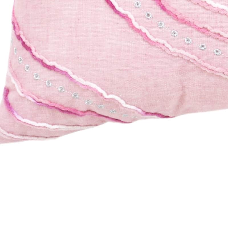 HomeRoots 13" X 20" Pink White And Silver Abstract Zippered Polyester Throw Pillow With Tassels