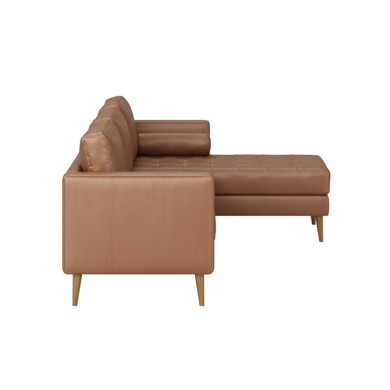 Breeze Mid Century Modern Sofa, Leather Couch with Tufted Cushion and Solid Wood Frame