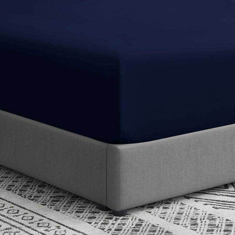 Swift Home Double Brushed Microfiber 16-Inch Deep Pocket Single Fitted Sheet - California King - Navy
