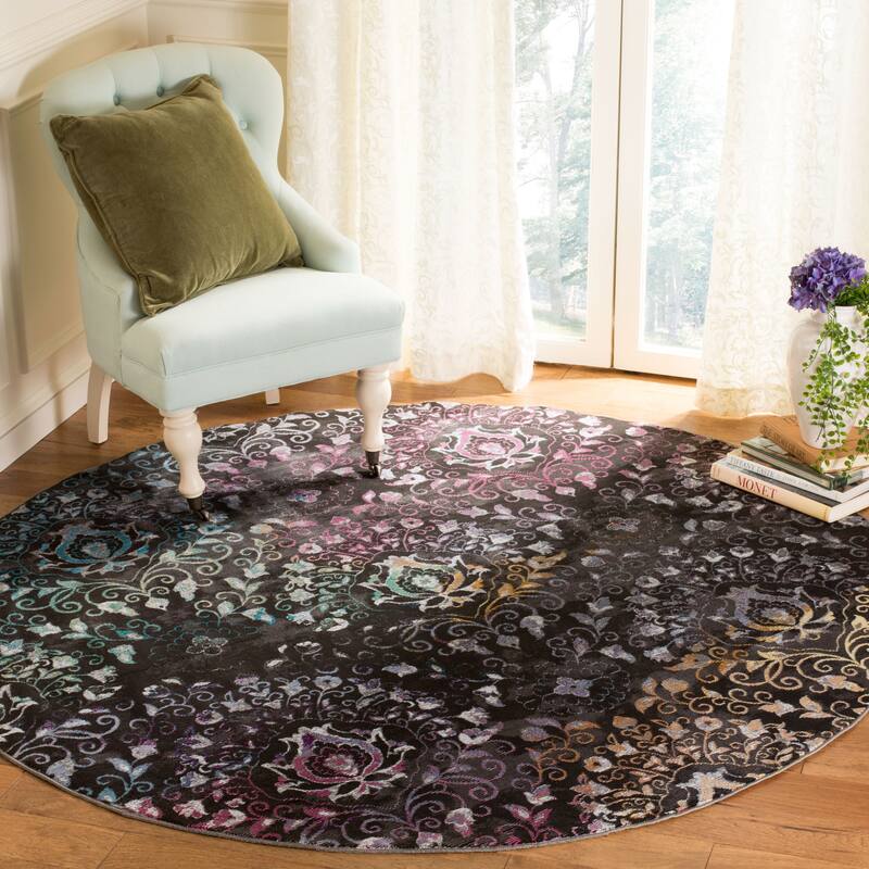 SAFAVIEH Aria Bilha Vintage Boho Damask Rug - 6'5" Round - Brown/Multi
