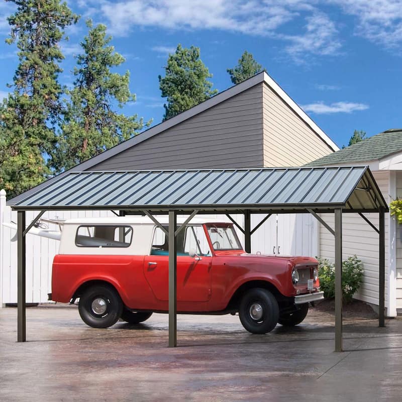 Heavy-Duty Metal Carport with Upgraded Galvanized Steel Roof – Ideal Shelter for Cars, Boats, and Tractors