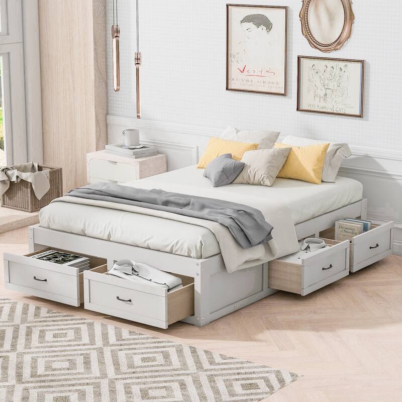 Full Size Platform Bed with 6 Storage Drawers,Assembly Required