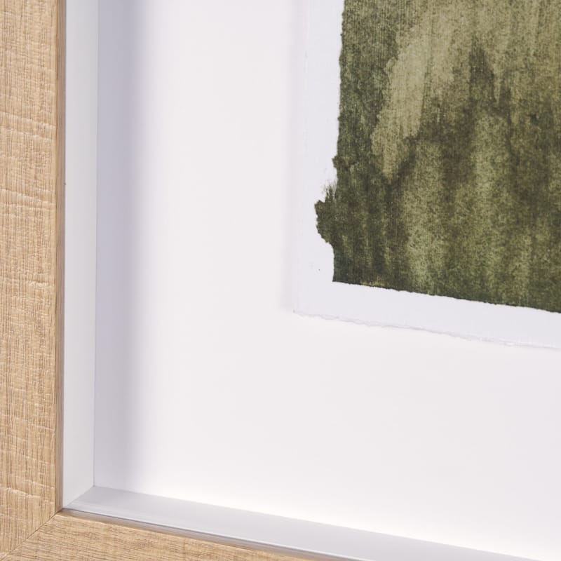 Rolling Fields II Hand Embellished Brown Framed Watercolor Art Print on Paper Mounted with Backing