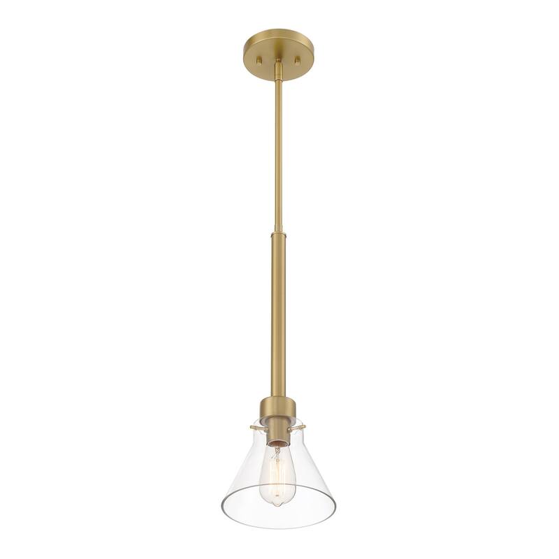 Willow Creek 7 in. 1-Light Brushed Gold Contemporary Pendant Light