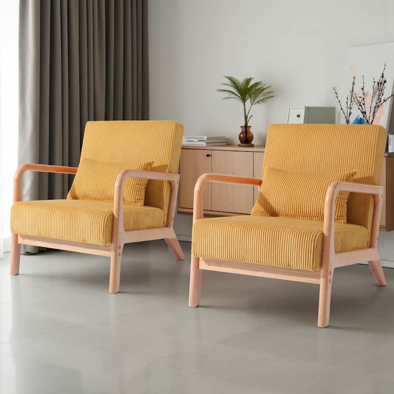 Set of 2 Mid-Century Upholstered Accent Chair with Cushion