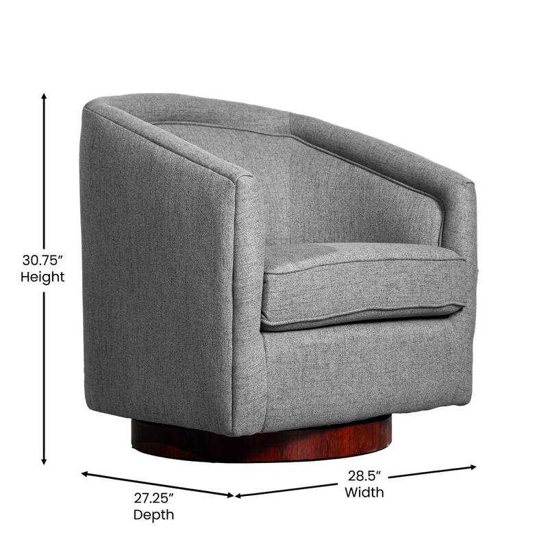 Barrel Accent Chair with 360° Swivel Vinyl Wrapped Base
