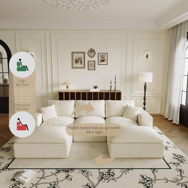 108" Cloud Sectional Couch with L-Shape Chaise, Left-right interchangeable, Modular Sofa with Deep Seat, Upholstered Couches