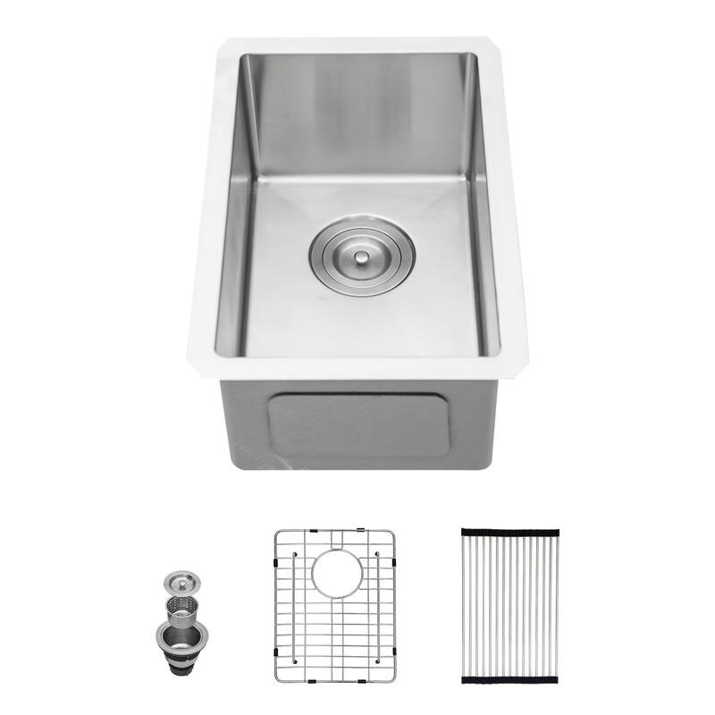 Undermount 16 Gauge Single Bowl Stainless Steel Kitchen Sink in Brushed Nickel