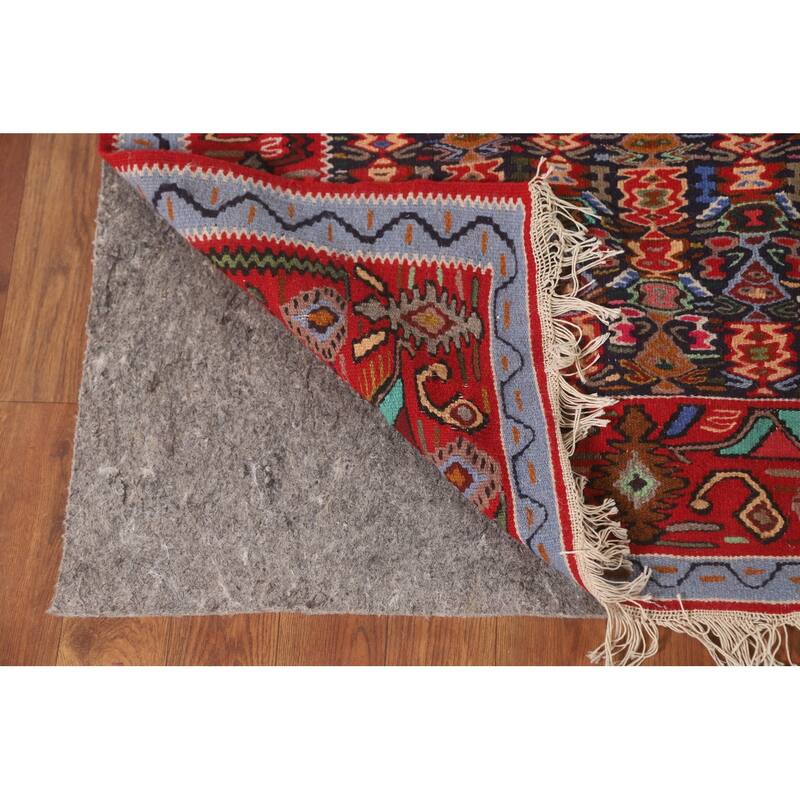 Geometric Kilim Senneh Persian Vintage Area Rug Flatweave Wool Carpet - 5'6" x 8'2"