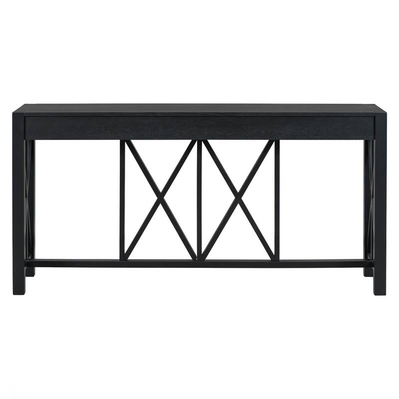 60'' Console Table with 4 Spacious Drawers, Modern Crisscross Design Entryway Table