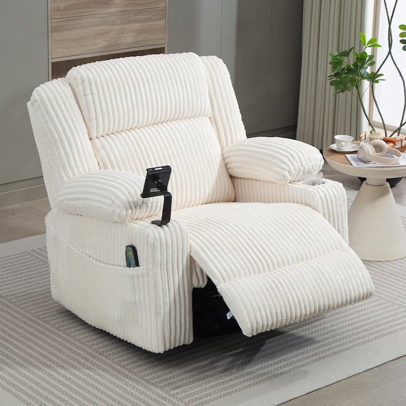 Oversized 270° Swivel Rocker Recliner Chair with Adjustable Headrest & Infinite Position