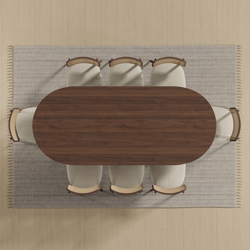 Wooakway Solid Wood 67'' Oval Dining Table for 6-8 People Nordic style