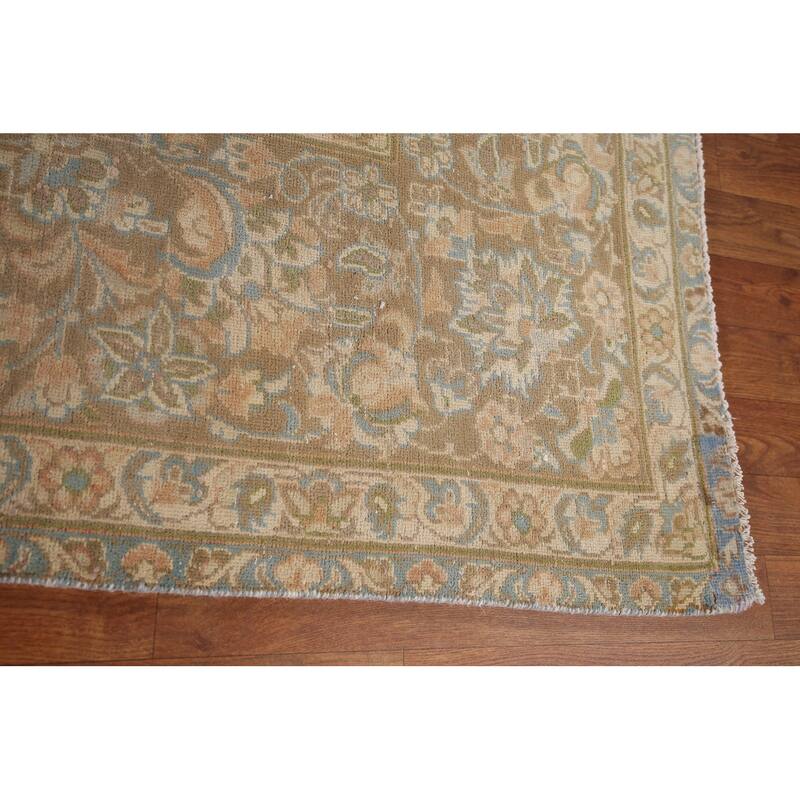 Distressed Muted Najafabad Persian Vintage Hand-Knotted Wool Carpet - 9'3" x 12'11"