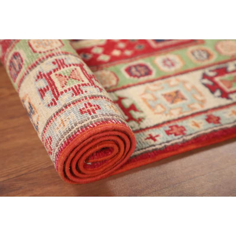 Kazak Oriental Accent Rug Handmade Foyer Wool Carpet - 2'8" x 4'1"