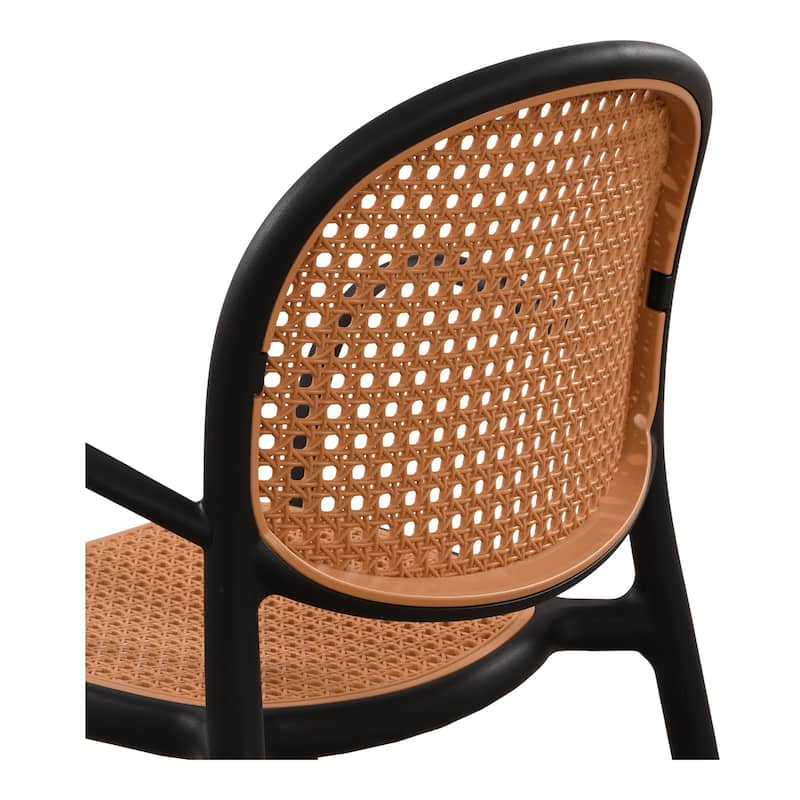 NADAAL STUDIOS Mavric Outdoor Dining Chair, Rattan-Look Polypropylene, Stackable Design, Black - Set of 2