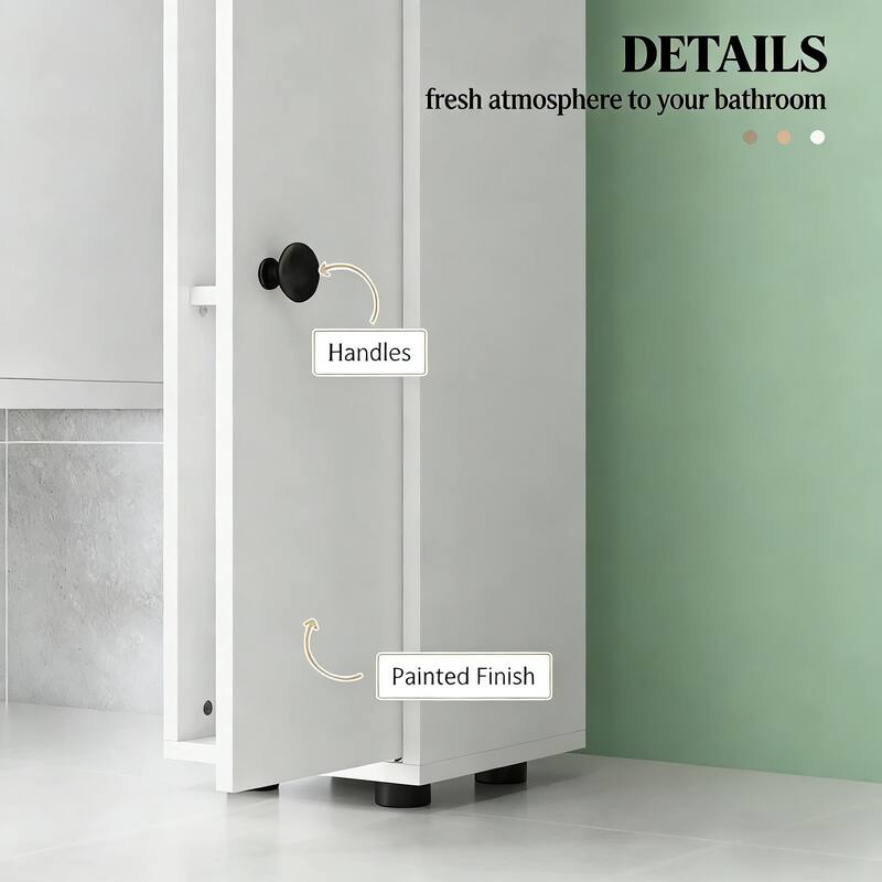 Anmytek Slim Corner Bathroom Cabinet White Tall Storage Unit