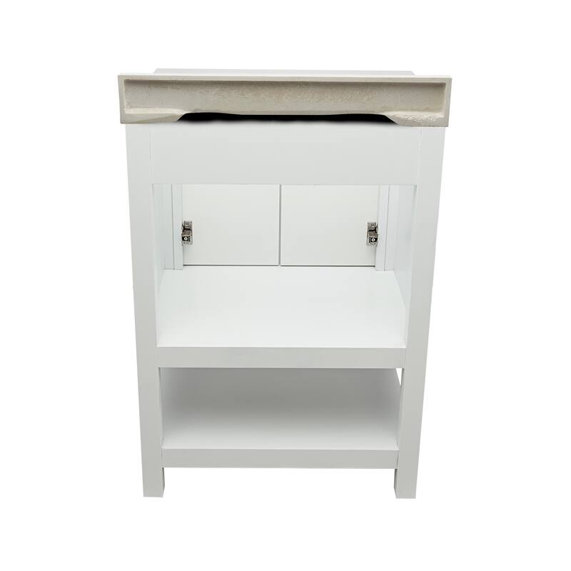 Taos 25" Bathroom Vanity with Cultured Marble Vanity Top Sink in White with White Basin