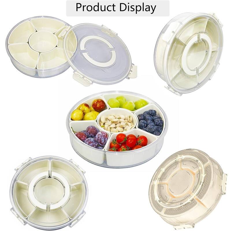 Divided Serving Tray with Lid and Handle Fruit Containers