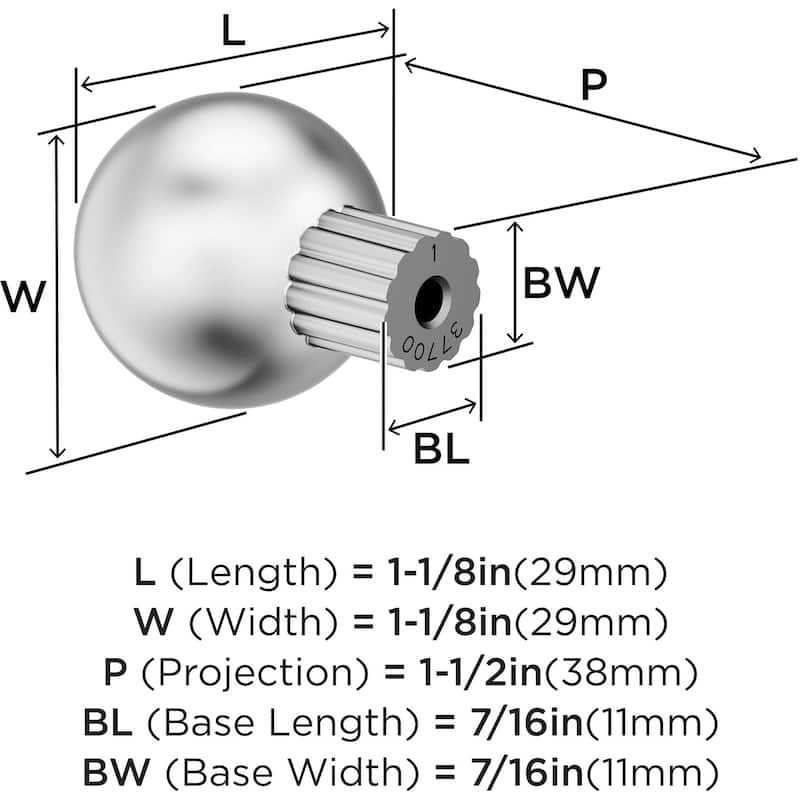 Amerock BP37700 Cowrie 1-1/8" Fluted Round Cabinet Knob