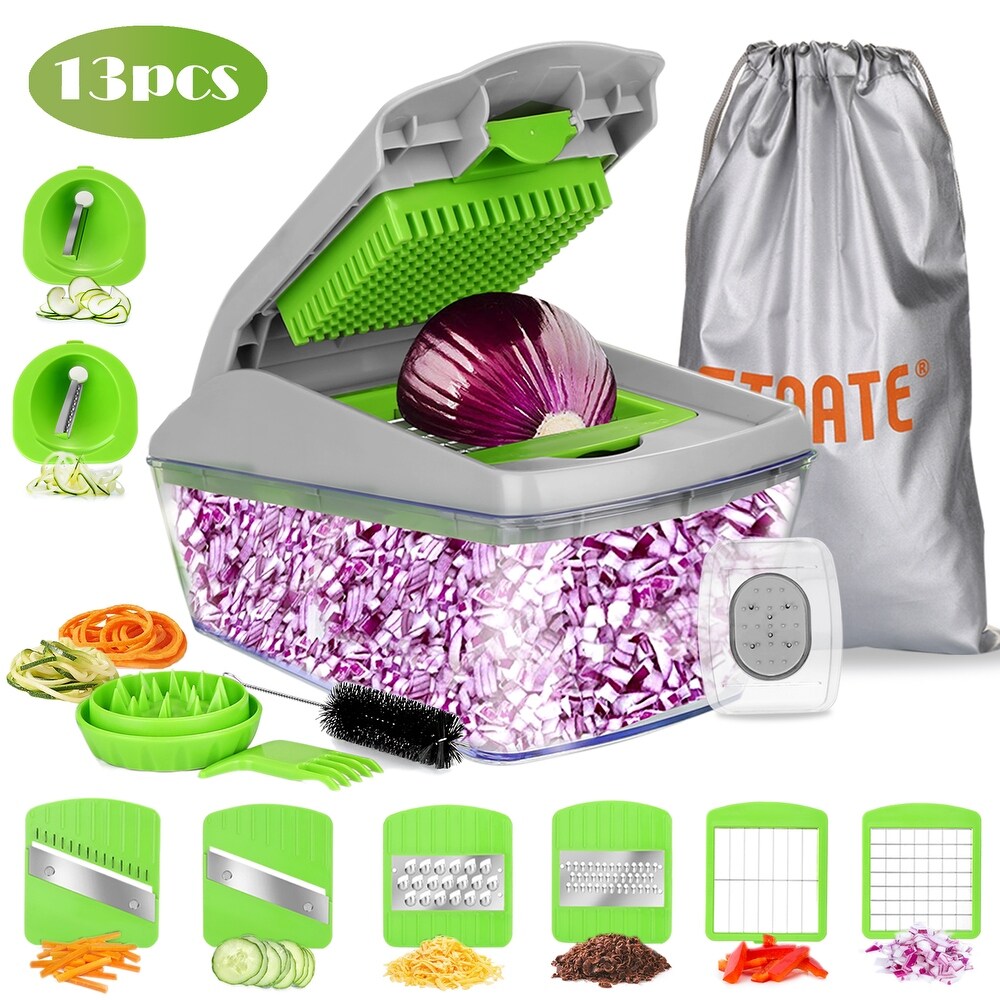 Overstockfitnate 13pcs Vegetable Chopper Slicer Dicer Vegetable Spiralizer Mandoline Slicer Vegetable Dicer Food Chopper Dicer P M M Green 13 Piece Dailymail