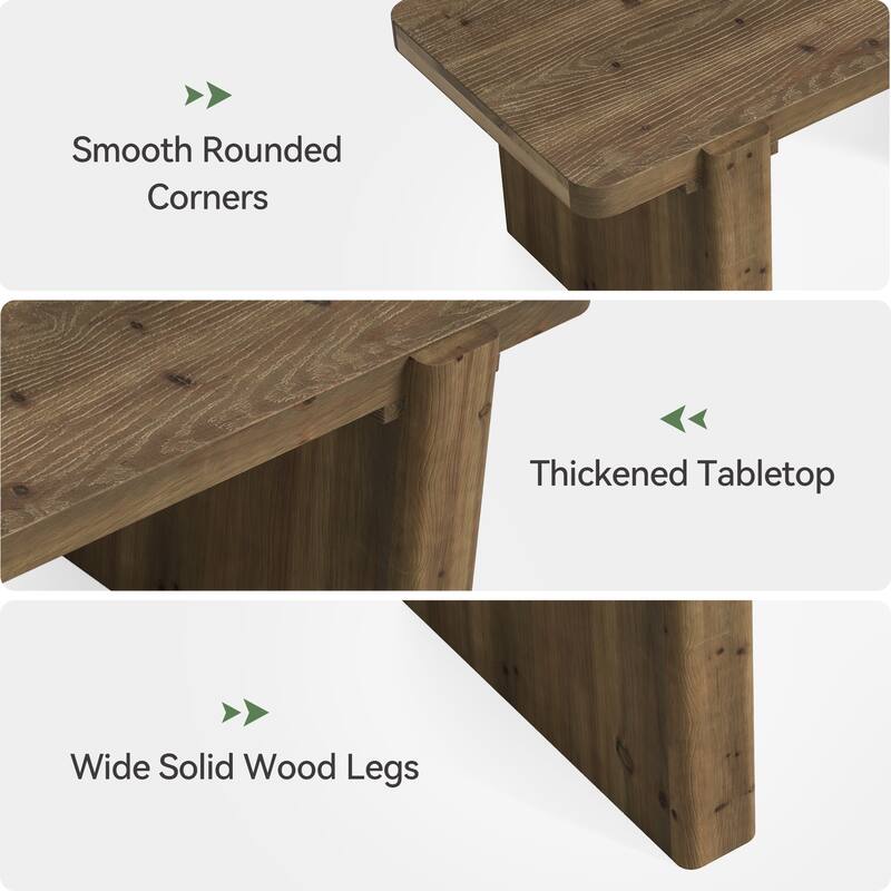 47-Inch Coffee Table, Farmhouse Solid Wood Center Table