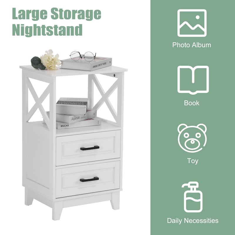 Royalcraft's 2-Drawer White Wooden Nightstands Storage Cabinet