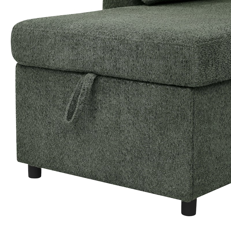 3 in 1 Convertible Sleeper Sofa Couch, 86.2 Inch L Shaped Sectional Sofa with Built In Storage Chaise and Pull Out Bed