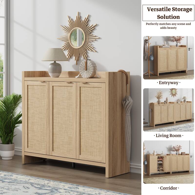 Five - Tier Storage Rustic - Flavored Rattan Shoe Cabinet