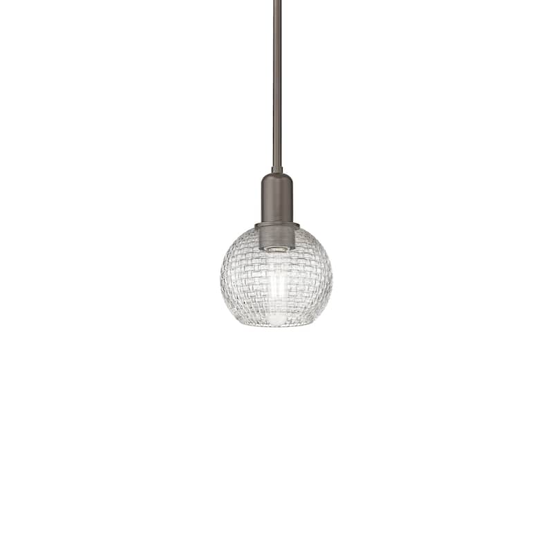 Innovations Lighting 716-1S-9-6 Athens Pendant Athens 6" Wide Mini - Oil Rubbed Bronze / Clear Basketweave