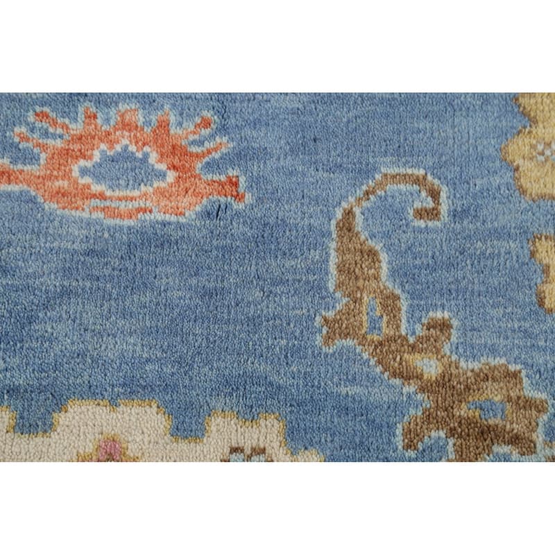 Blue Oushak Oriental Area Rug Hand-Knotted Wool Carpet - 7'9"x 10'2"