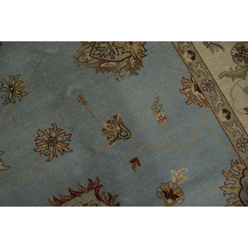 Hand Knotted Oriental 100% Wool Carpet Transitional Floral Navy Blue & Blues Oushak Area Rug - 14' 8'' X 11' 6''
