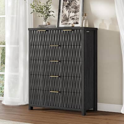 Fluted Bedroom Dresser Drawers TV Stand Drawer Organizer