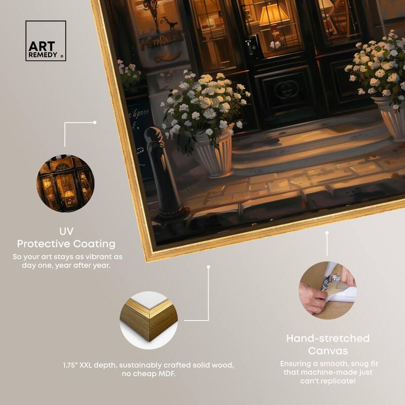 Elegant Night Time Store Visit Canvas by Art Remedy