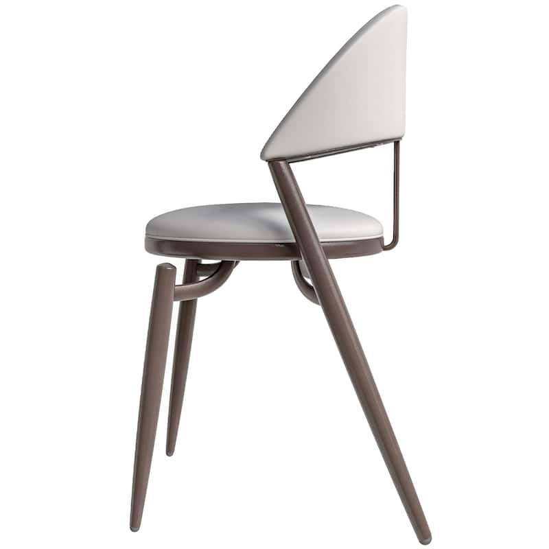 Venice Upholstered Leather Dining Chair (Set of 4) Open Back Accent Side Chair with Iron Legs