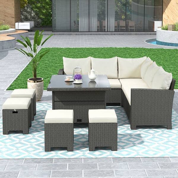 slide 2 of 10, Patio Furniture Set, 8 Piece Outdoor Conversation Set